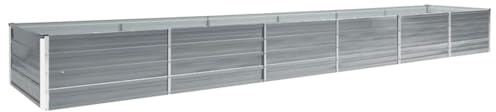 WRJENFSC Lit Potager Surélevé 480x80x45 cm en Acier Galvanisé Gris, Jardinière Haute pour Balcon Terrasse avec Grand Volume de Terreau, Robuste et Facile à Monter pour Extérieur Jardin
