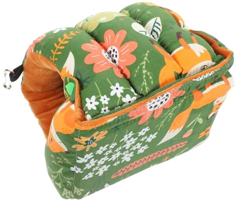 NUOBESTY Nido de Casa para Loros Diseño Versátil y Espacio Aislado de Algodón Verde, Hamaca para Pájaros Pequeña Adecuado para Invierno y Uso al Aire Libre