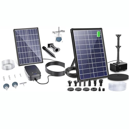 Biling Solar Teichbelüfter Sauerstoffpumpe für Teich mit akku 3 Modi für Gartenteich, Angeln, Hydroponic und 7,5 W Solar-Teichpumpe mit 3600 mAh Batterie für Gartenteich, Wasserspiel und Vogelbad