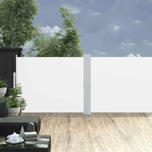 Ziaphsol Toldo lateral extensible, color crema, 170 x 1000 cm, resistente a los rayos UV, protección solar impermeable para jardín, balcón, terraza con función de enrollado automático, accesorios de