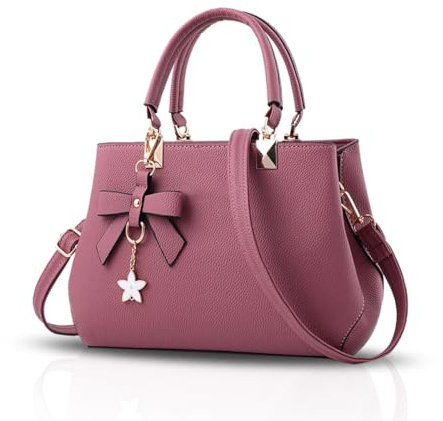 NICOLE & DORIS Damen Handtaschen Designer Tasche Elegante Frauen Umhängetasche PU Leather Shopper Henkeltasche mit Abnehmbar Schulterriemen Rosa
