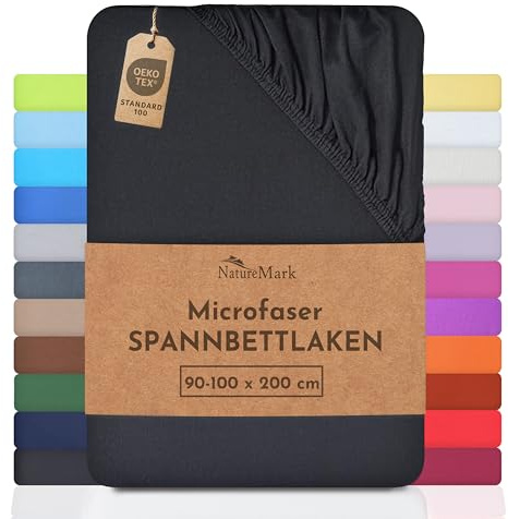 NatureMark - Mikrofaser SPANNBETTLAKEN zum Sparpreis! viele Größen und Farben Markenware (90x200-100x200 cm, schwarz)