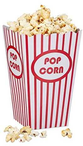 Relaxdays, röd/vit popcorn påsar, 48 stycken, randiga, amerikansk retrostil, bio, filmkvällstillbehör, barnfödelsedag, kartong, set om 48