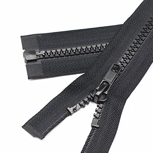 YaHoGa 2 Stück 68 cm #5 Reißverschluss Kunststoff 5mm teilbar Schwarz (RZ) | Reissverschluss Reißverschluss für Jacken Mäntel Nähen
