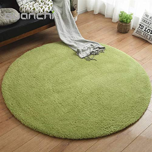 Liveinu Tappeto Shaggy Rotondo Tappeti Soggiorno Pelo Lungo Antiscivolo Lavabili Moderni Moquette Ø 60 cm Verde