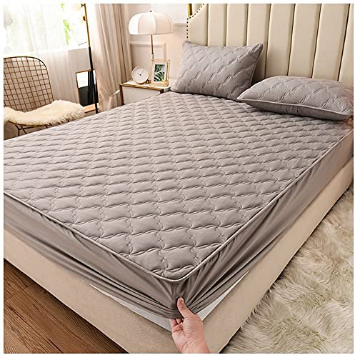 Gesteppte Matratzenauflage Matratzenschoner Unterbett - bis 25 cm Steghöhe - Bettauflage Matratzenschutz Soft-Topper Matratzenbezug Waschbarer Bezug,Grau,100x200cm