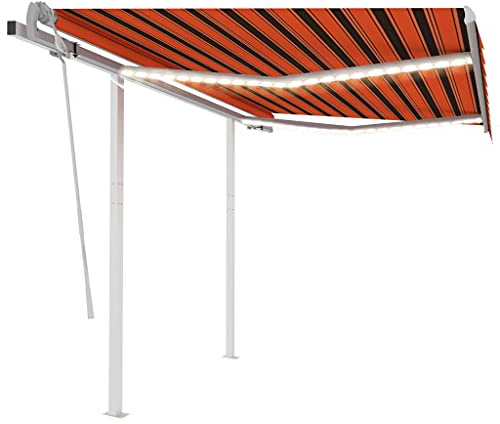 Tenda da sole per balcone, terrazzo, disponibile in un'ampia gamma di colori e dimensioni, con braccio articolato retrattile, 3 x 2,5 m, colore: arancione e marrone