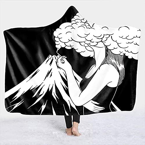 YUNHOME Kapuzendecke Decke Mit Kapuze Kuscheldecke Blanket Hoodie Manga Humanoid Illustration Mädchen Warm Mit Kapuze Decke Magie Mantel Mantel-Lmt223-2_200X150.