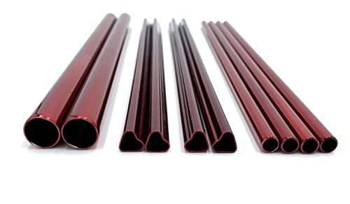 Dinora® Cannucce in acciaio inox, set da 13 pezzi, 4 x rotonde, diametro 6 mm, 4 x diametro 8 mm, 2 x spazzole rotonde da 12 mm, 2 x spazzole per la pulizia, riutilizzabili, ecologiche (rosso)