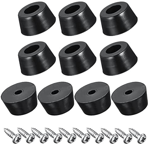 sourcing map 100 Stück Schwarz Gummifüße Schraubbar mit Edelstahlschrauben und Unterlegscheibe, Gummipuffer Schraubfeste 15mm Breite x 8mm Höhe für Schreibtische Stühle Sofas Maschinen