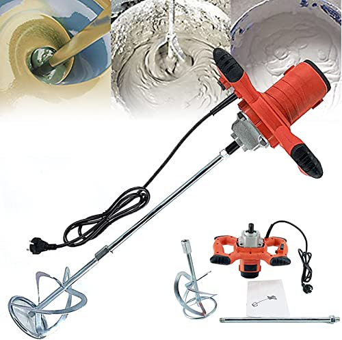 XYEJL Bétonnière,Malaxeur À Mortier,Malaxeur Ergonomique,Outils Power Stirrers,6 Vitesses réglable,pour Le Malaxage Dmatériaux Visqueux,Gain De Temps,Durable,Red-220V