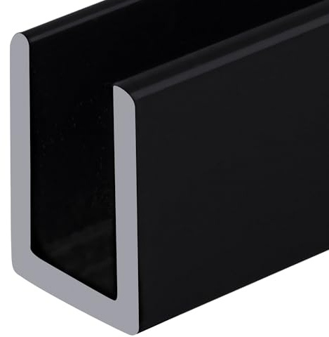 Brixwell SDCD38BL Black 3/8 Fixed Panel Shower Door Deep U-Channel - 95 Length