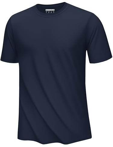 EKLENTSON Herren Kurzarm UV Shirt Leicht Atmungsaktiv Laufshirt Sommer Sportshirt Laufen Jogging Fußball Tee (M, Navy)