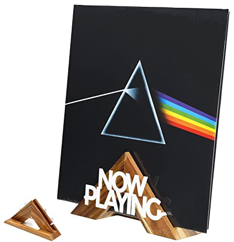 Tabletop Now Playing Vinyl Record Stand - Wooden Vinyl Record Holder - LP Shelf - No-Tool Assembly