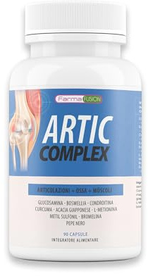 Farma Fusion Artic Complex | Curcuma, Glucosamina, Condroitina e Collagene | Elimina il dolore di muscoli, articolazioni e Ossa | Antinfiammatorio con azione analgesica | Ripara le Articolazioni 90u