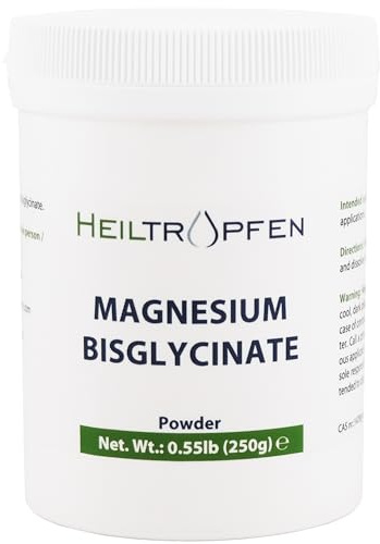 Magnesium glycinat als Magnesium bisglycinat | 0,55 Pfund - 250 g | Wasserlösliches Kristallpulver | Heiltropfen®