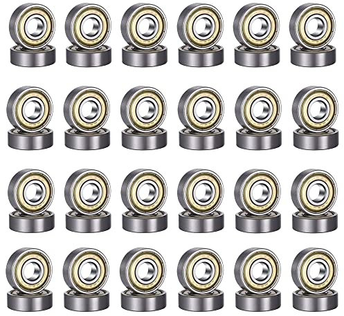 Kugellager, 24 Stück 608 ZZ Kugellager, Double Shielded Miniatur Rillenkugellager, für Skateboards, Roller, Inline Skates