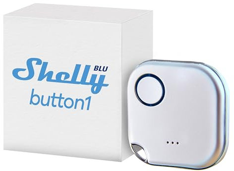 Shelly BLU Button1 - White, Bluetooth-Operated Action And Scene Activation Button, Home Automation, iOS Android App, Long Battery Life, LED Indication, Broad range