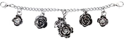 Kelliar Dirndl-Charivari-Blüten 16cm Kettenknöpfe auffälliges Design Verschluss Dirndlkette für die Tracht, Dirndlkette für die Tracht, antik-silber-farben f Oktoberfest