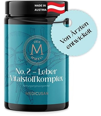 Medicusan No.2 Leber – 2.250 mg Mariendistel – 100 mg bioaktives Cholin – 4.900 mg Artischocken – 2.000 mg Löwenzahn – 2Kapseln/Tag – 60Kapseln/30Tage