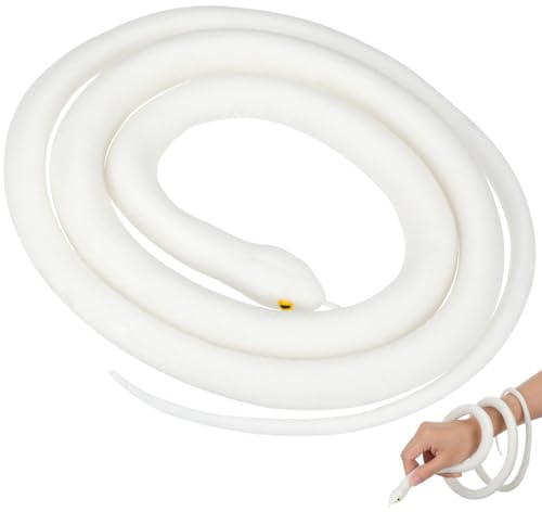 Toyvian 1 Stück Realistische Gummischlange 47. 2 Zoll Gefälschte Schlange Weiße Schlange Spielzeug Lebensechte Schlange Für Gartenrequisiten Streiche Halloween Dekoration