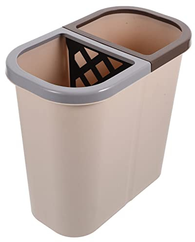 Alipis Waste Paper Basket Dual Waste Basket 2 Compartment Trash Can Plastic Garbage Container Dustbin Recycling Bin Rubbish Bucket Compost Bin Pail for Kitchen Office Dual Rubbish can
