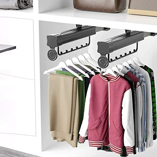 Teleskopstange kleiderstange,teleskop kleiderstange,schrank kleiderstangenhalter,Organizer-Ständer für Hosen und Mäntel.Sparen Sie Platz und Stauraum,schwarze Kleiderstangen zum Aufhängen von Kleidung