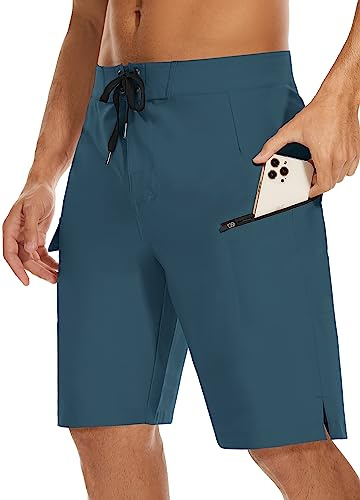 MIVEI 22 Men's Board Shorts Swimwear No Mesh Lining - Long Swim Trunks Surf Shorts Bathing Suit with Zipper Pocket UPF50+
