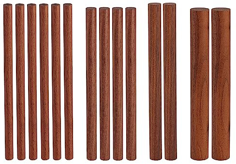 OLYCRAFT 14 Pcs 4 Size Walnut Dowel Rods Dowel Rods Wood Sticks 15cm Unfinished Round Sticks Wooden Carving Blocks Waxed Wooden Sticks for Building Model Material DIY Craft Supplies - Coconut Brown