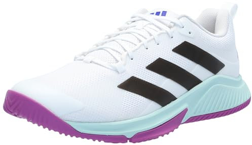 adidas Damen Court Team Bounce 2.0 Indoor Sneaker, Weiß/Schwarz/Lila Burst, 43.5 EU