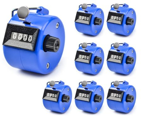 Hitopin Contatore Clicker Metallico, 8 Pezzi Mano Contatori di Conteggio, 4 Cifre Contatore Meccanico Clicker, Metallo Mano Contatori di Conteggio, per Sport, Golf, Allenatore, Scuola, Eventi, Contare