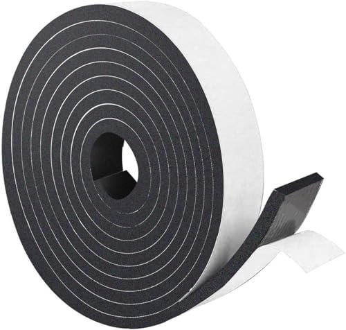 Dichtungsband Selbstklebend 5m, Schaumstoff Fenster-Türdichtung 25mm x 10mm, Schwarz Moosgummi für Anti-Kollision, Schalldämmung