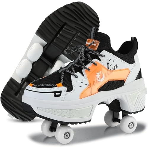 Rollschuhe Schuhe,Schuhe mit Rollen für Mädchen,Turnschuhe mit Rollen Jungen,Roller Schuhe zum Einklappen,LED Roller Skates for Kids,Schuhe Roller Frauen (C, 42)