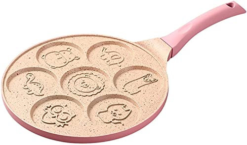 WIPPWER Pancake Pan Omelet Pan Pancake Pan with 7 Animal Face Designs, Frying Pan,Mini Pancake Maker for Baking Cake, Surface & Comfortable Handle Frying pan Wok