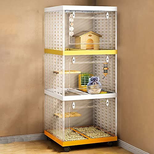 Kaninchenkäfig – Meerschweinchenkäfige und Lebensräume für 2 Chinchillas, 3-stöckiger Käfig, Kleintierkäfig für Kaninchen, Meerschweinchen, Hamster im Innen- und Außenbereich mit Rädern