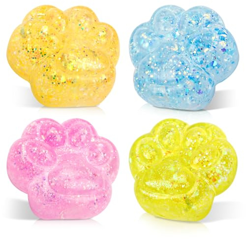 4 Stück Katzenpfoten Squishy Pfote Paw Squeeze Toy, Squeeze für Stressabbau, Süße Weiche Katzenpfoten Quetschspielzeuge, Sensorisches Spielzeug Pfoten für Kinder und Erwachsene