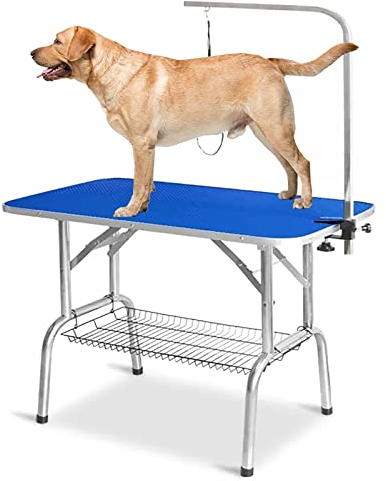 XNZJHPP Klappbarer Hundepflegetisch mit höhenverstellbarem Arm, Trockentisch mit Schlinge für kleine Hunde und Katzen, rutschfest, maximale Kapazität bis zu 200 kg