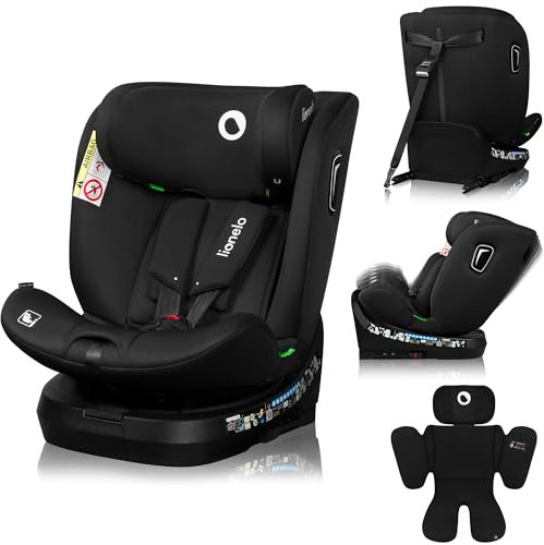 LIONELO BRAVE i-Size Silla Coche Giratoria 360o para Niños de 40 a 150 cm, Orientada Hacia Delante y Hacia Atrás, ISOFIX TopTether, Ajuste del Reposacabezas y del Respaldo Protección lateral (Black)