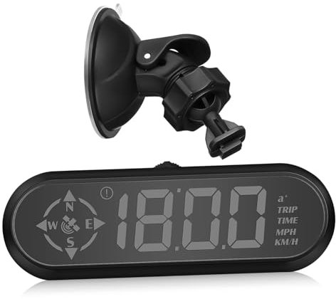 PartyKindom Digitales Tachometer Head-up-Display Für Auto Echtzeit Anzeige Von Geschwindigkeit Und Kompass Mit Geschwindigkeitswarnung Und Automatischem EIN- Ausschalten