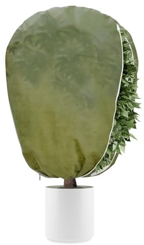 DEWUR 50 g/m² - Protection hivernale pour plantes en pot - Sac en toile de jute pour palmiers, tomates, citronnier - Plant laurier-rose, chanvre (vert, 100 x 120 cm)