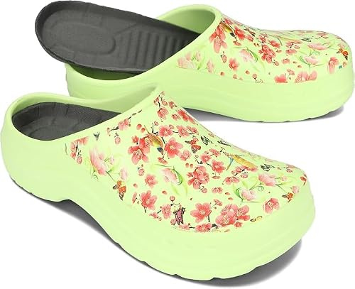 BeComfy Eva Clogs för Kvinnor och Män Bekväma Ultralätta Trädgårdsskor med Moro- eller Blommönster 36-46 EU (Pistasch Blommor, Europeiska skostorlekar, Vuxen, Numeriskt, Medel, 39)