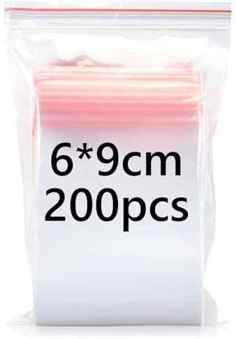 Sacchetti di plastica trasparenti richiudibili, 6 x 9 cm, piccoli sacchetti con chiusura ermetica, 200 sacchetti di plastica, spessi e durevoli, sacchetti di plastica sigillabili per cucina, forniture