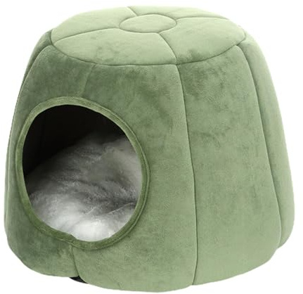 Cuccia per gatti da interni, in tessuto morbido, semi chiusa, con cuscino rimovibile e lavabile, soluzione comoda per cani di piccola taglia e cuccioli