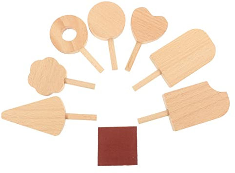 DRESSOOS 7stücke Teiliges Set Dekorative Holz-Eiscreme Formen Langlebige DIY Eiscreme Modelle Für Junge Mädchen Requisiten Für Fotografie Und Deko Für Geburtstagsfeiern Und