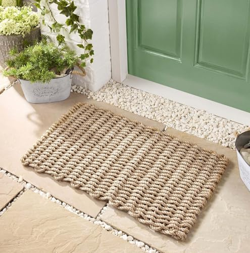 Lord of Rugs Outdoor Rope Doormat Textured Woven Reversible Entrance Mat Weather-Resistant, Efficient Dirt Trapping Mat for Indoor & Outdoor Use (Sand Beige)
