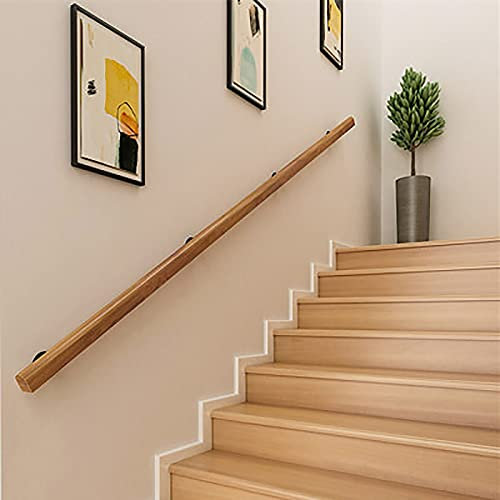Massivholz-Treppen-Handlauf-Set für den Innenbereich, Villenbau, rutschfeste Wand-Handläufe mit Sicherheitsmerkmalen, 400 cm Länge