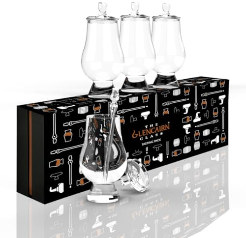 GLENCAIRN Whisky-Glas-Set - 9-teiliges Tasting Pack, enthält 4 Whisky-Gläser, 4 Tasting Caps und 1 Pipette im Geschenk-Set für Whisky Enthusiasten