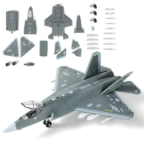 SEBUNAS Kit di montaggio rapido per aereo militare J-35 in scala 1:72, modello di aereo da caccia dell'Aeronautica Militare Cinese, modello di aereo da combattimento in plastica per bambini (30 pezzi)