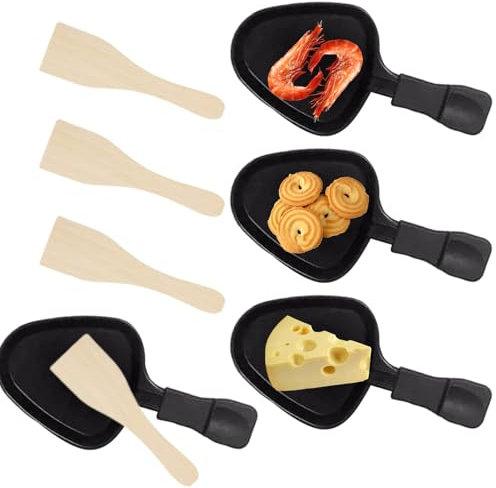 Min-i Raclette Grill - Juego de 4 sartenes de repuesto para parrilla de raclette, antiadherente, para cocinar queso, herramienta multiusos para cocinar huevos con espátula, ollas para derretir queso
