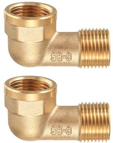 BieMian 2 Stk Messing-Winkel 90° 1/2 IG/AG für Trinkwasser | 2 Stk, 90° Messing-Winkel, 1/2 IG/AG, korrosionsbeständig, dicht & langlebig. Für Trinkwasser & Heizung.